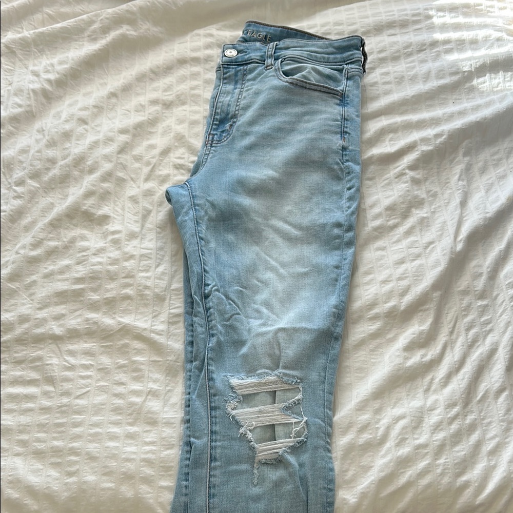 American Eagle Outfitters Blue Jegging Crop Distressed